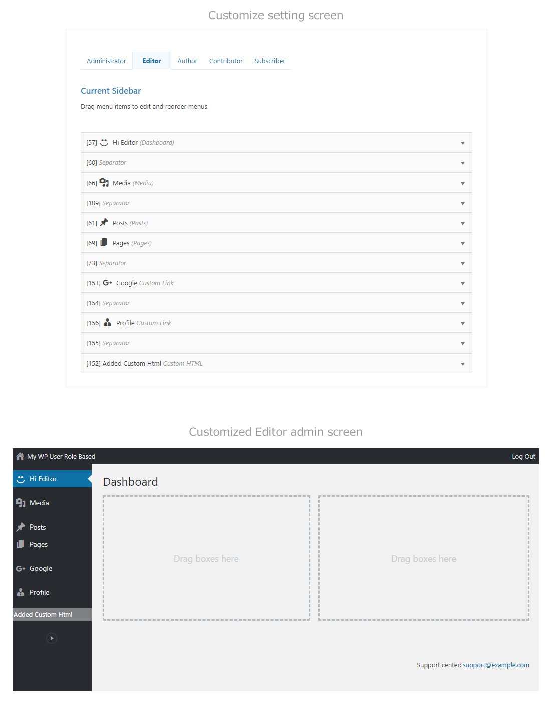 Add-ons User Role Based Setting Screen