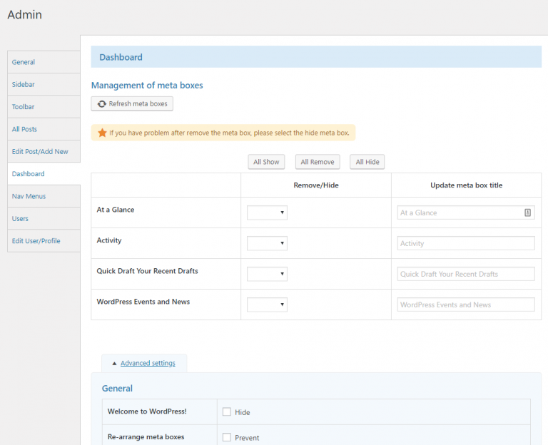 Admin Dashboard | My WP Customize